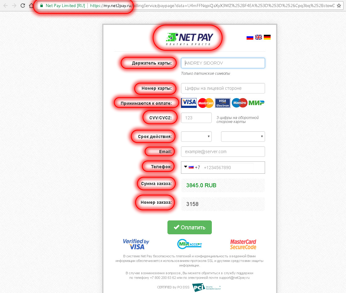 Онлайн оплата Банковской Картой NetPay